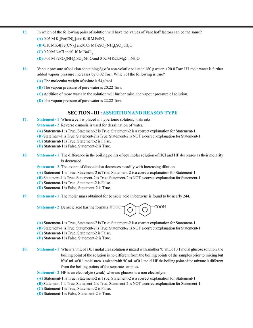 Solution and Colligative Properties Mock Test - Page 3