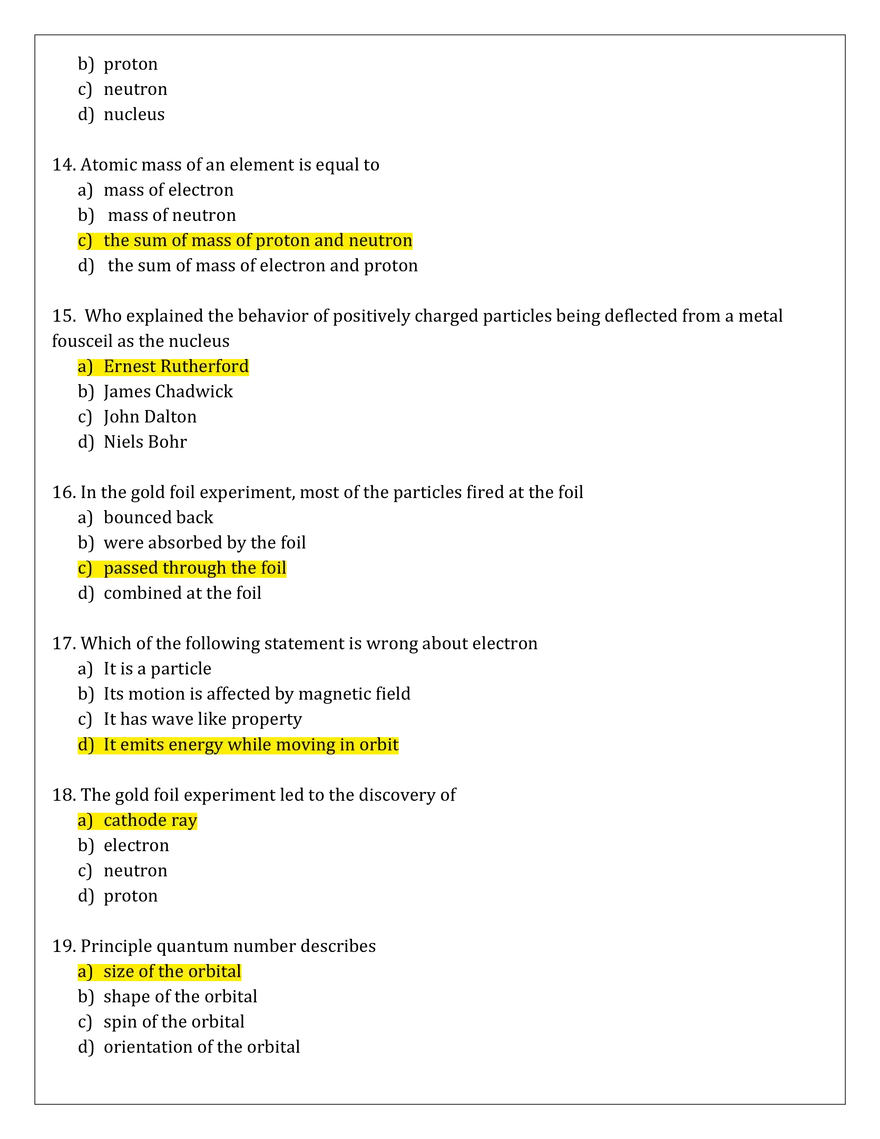 Atomic Models Exercise - Page 3