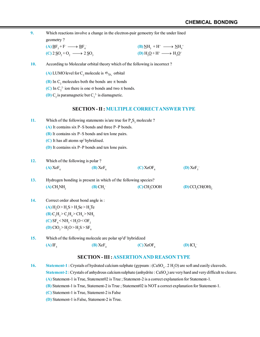 Chemical Bonding Mock Test - Page 2