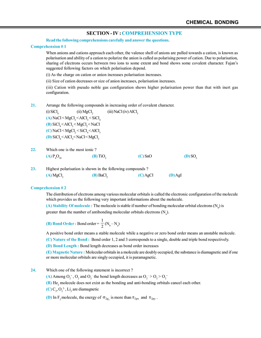 Chemical Bonding Mock Test - Page 4