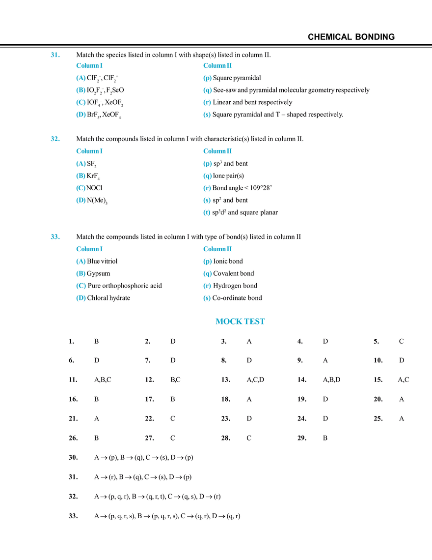 Chemical Bonding Mock Test - Page 6