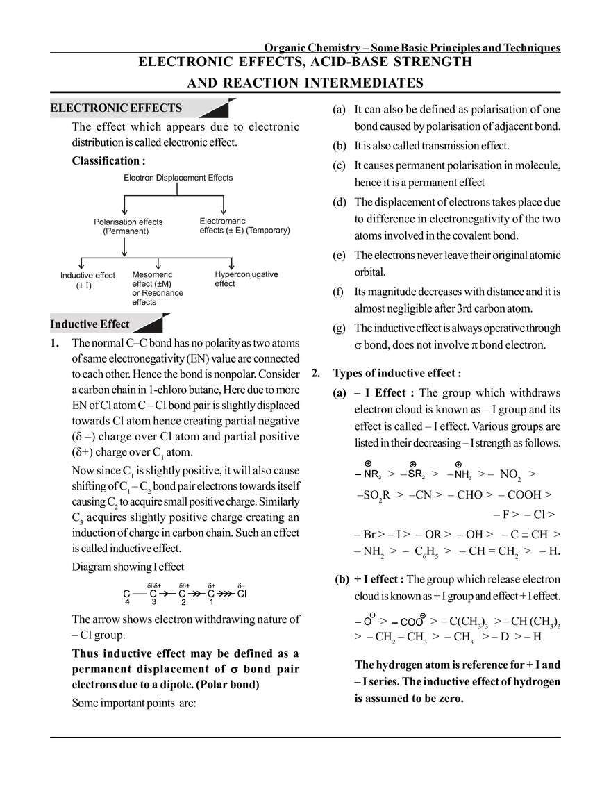Electronic Effects, Acid-Base Strengthand Reaction Intermediates - Page 1