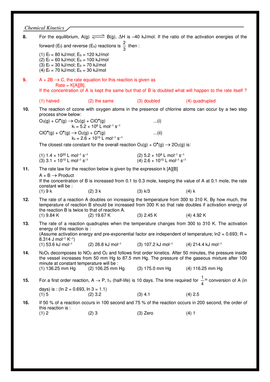 Chemical Kinetics Exercises - Page 23