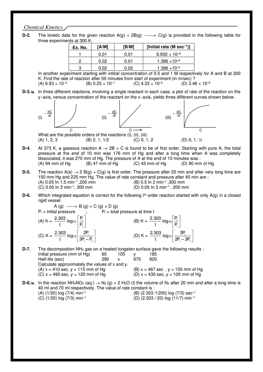 Chemical Kinetics Exercises - Page 33