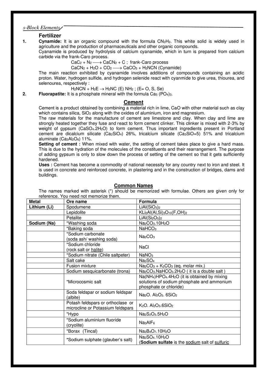 s-Block Elements Notes - Page 15