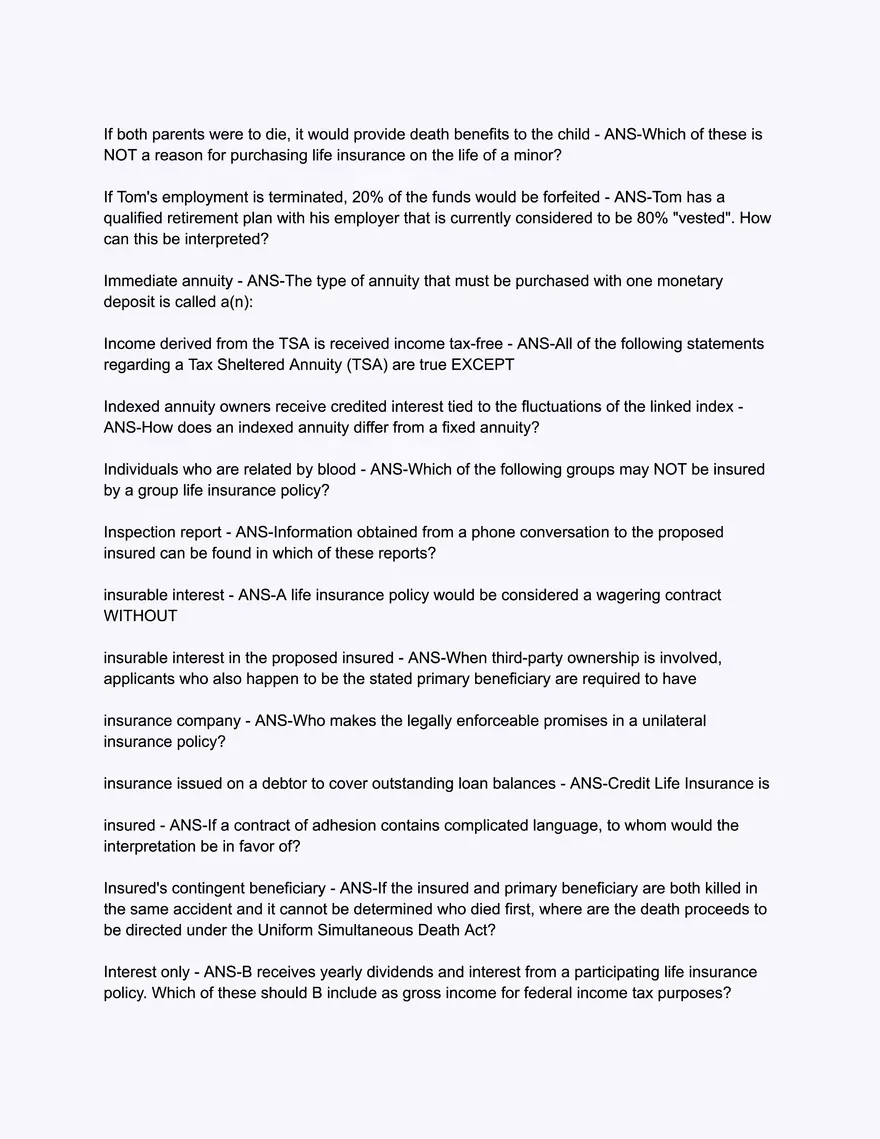 200 Questions Texas Life Insurance Only State Exam Simulator - Page 12