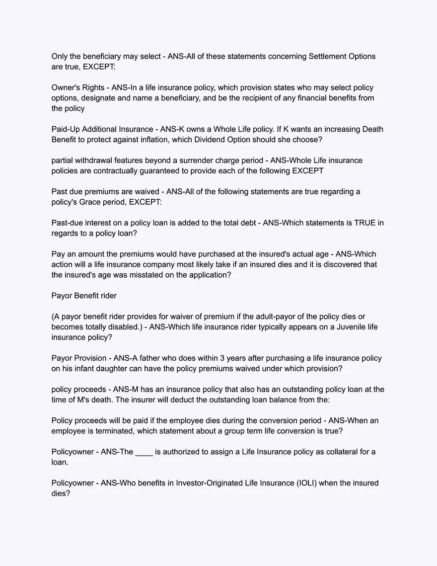 200 Questions Texas Life Insurance Only State Exam Simulator - Page 15