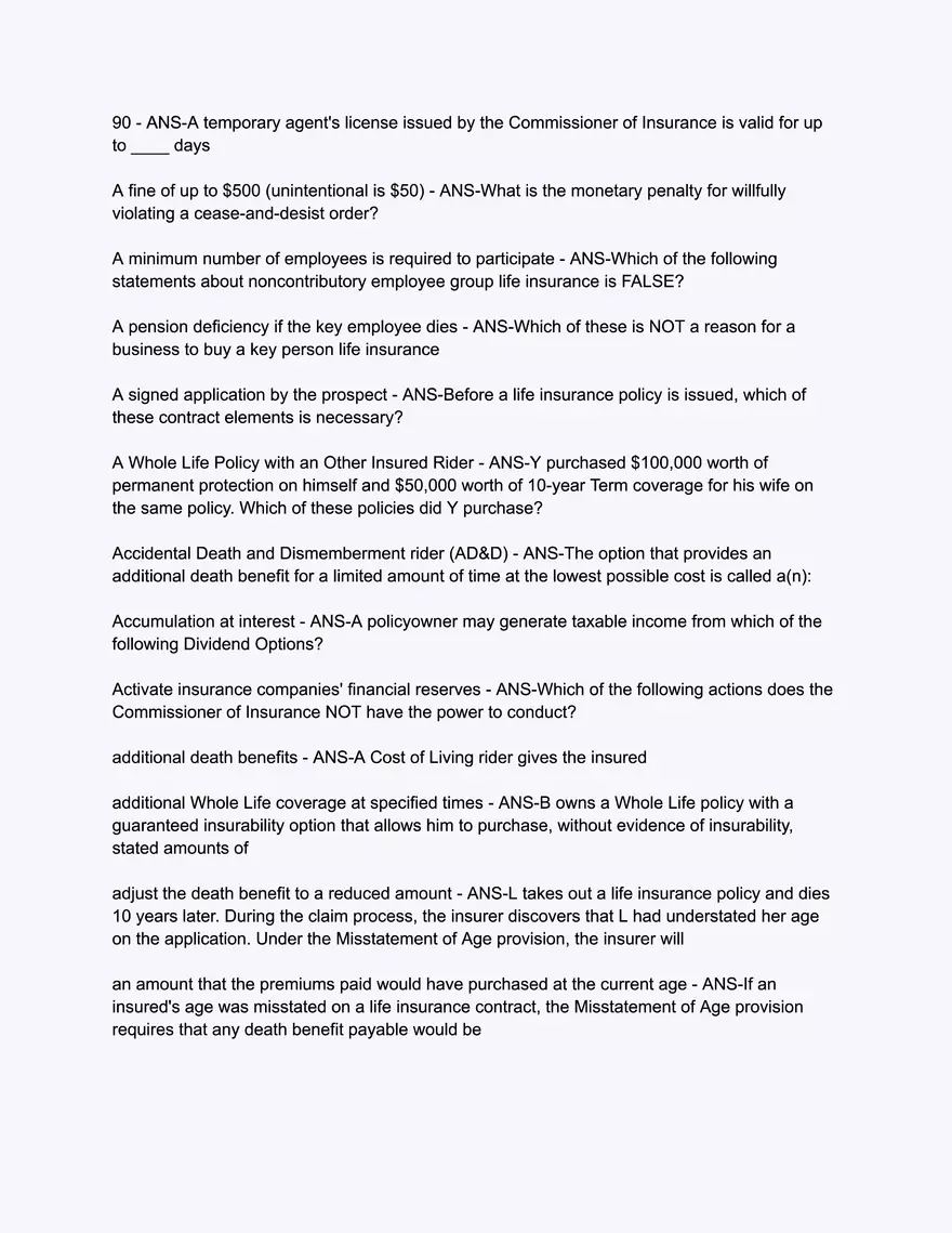200 Questions Texas Life Insurance Only State Exam Simulator - Page 2