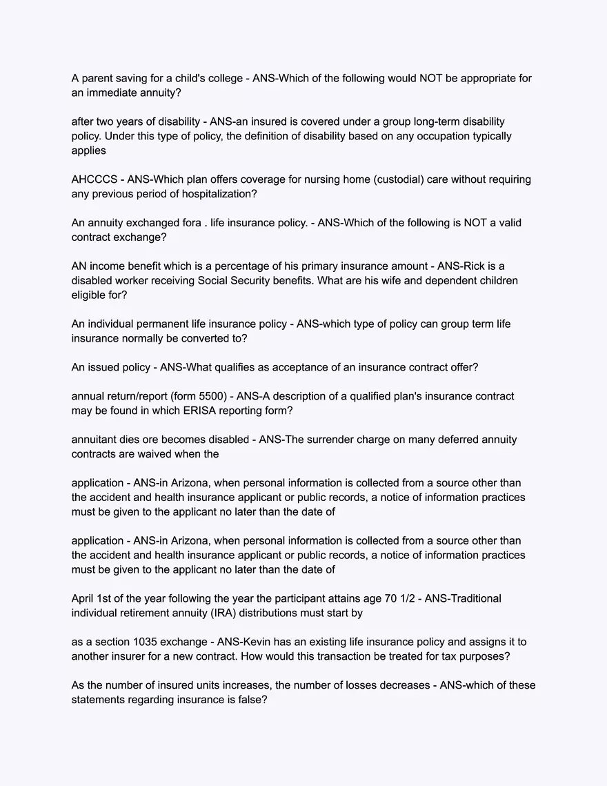 Arizona Life and Health Insurance State Exam Simulator - Page 2