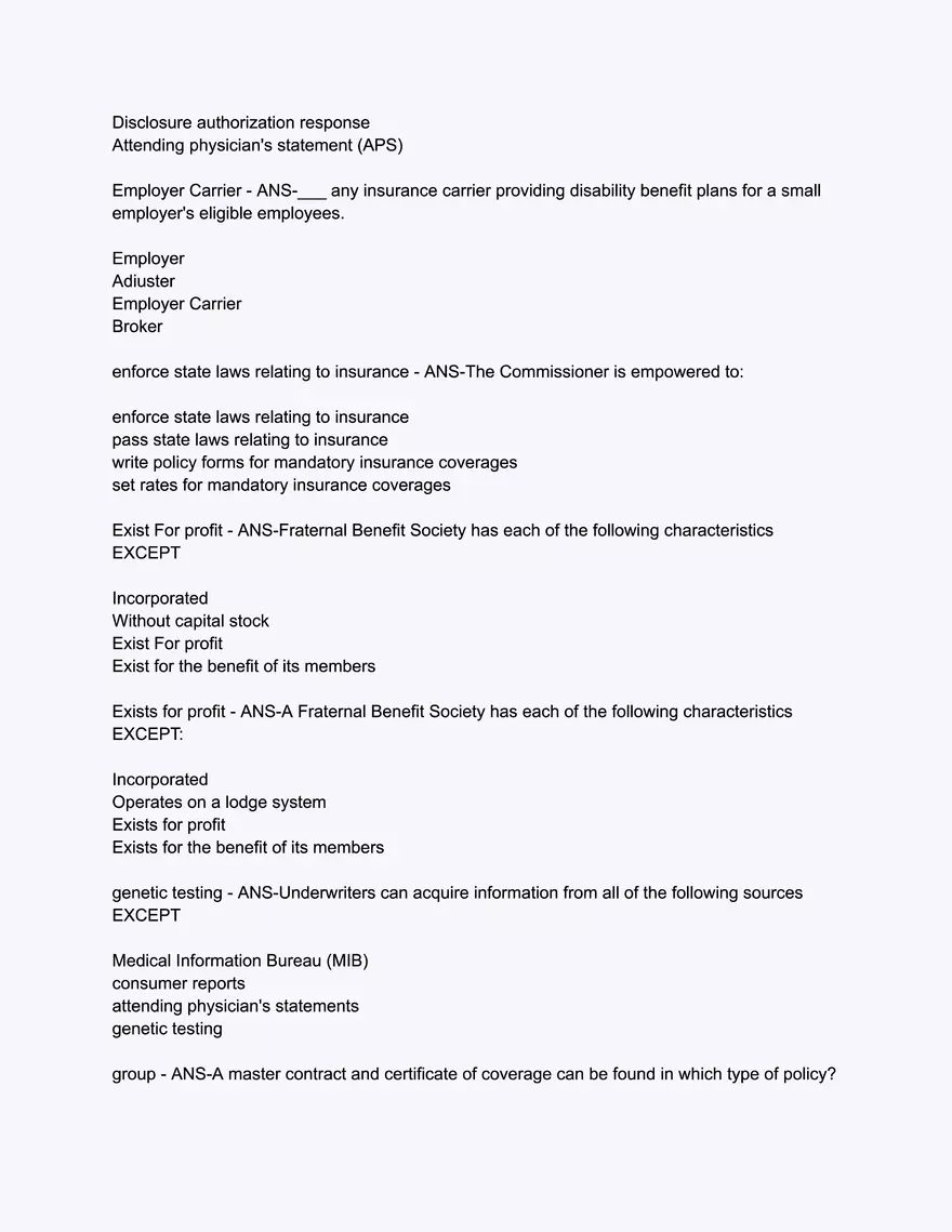 Arkansas Health and Accident Practice Exam - Page 11