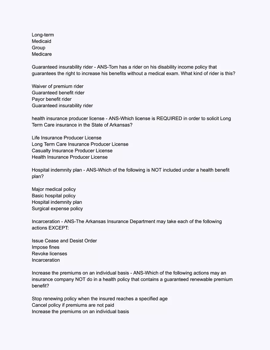 Arkansas Health and Accident Practice Exam - Page 12