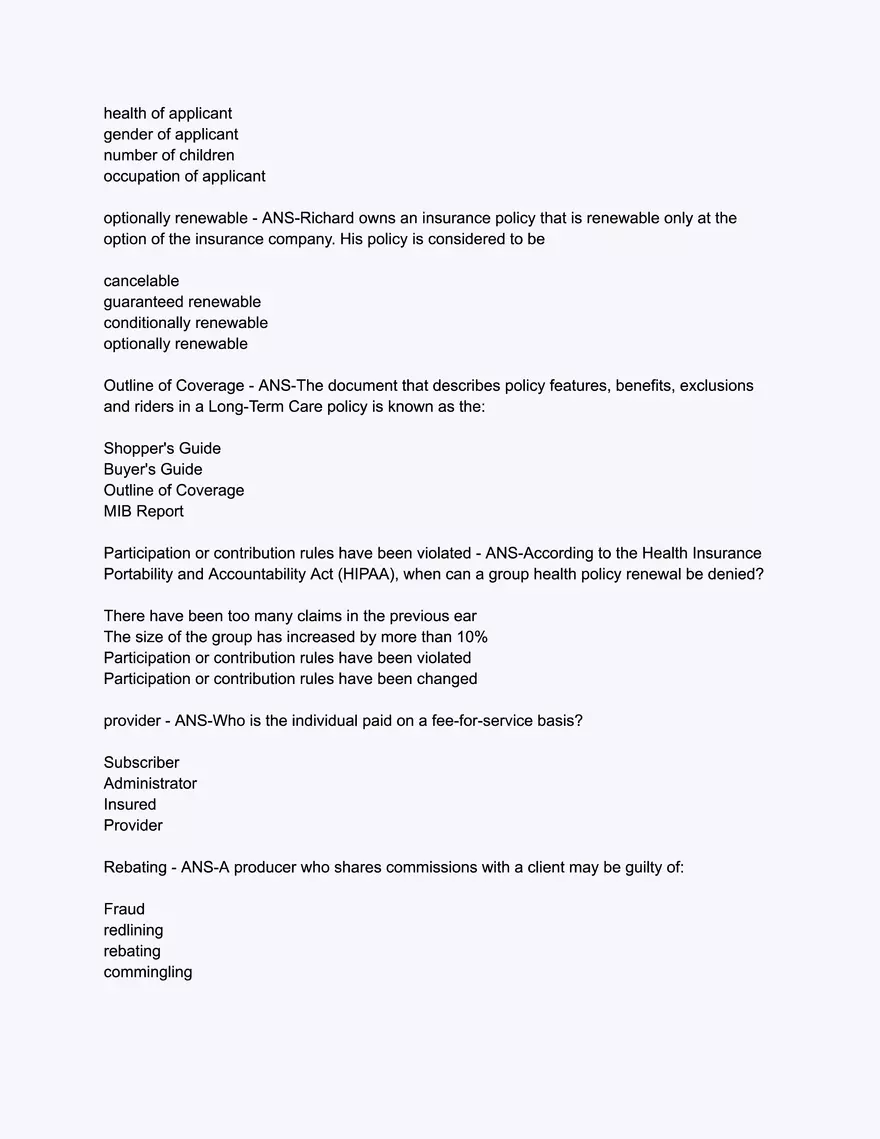 Arkansas Health and Accident Practice Exam - Page 3