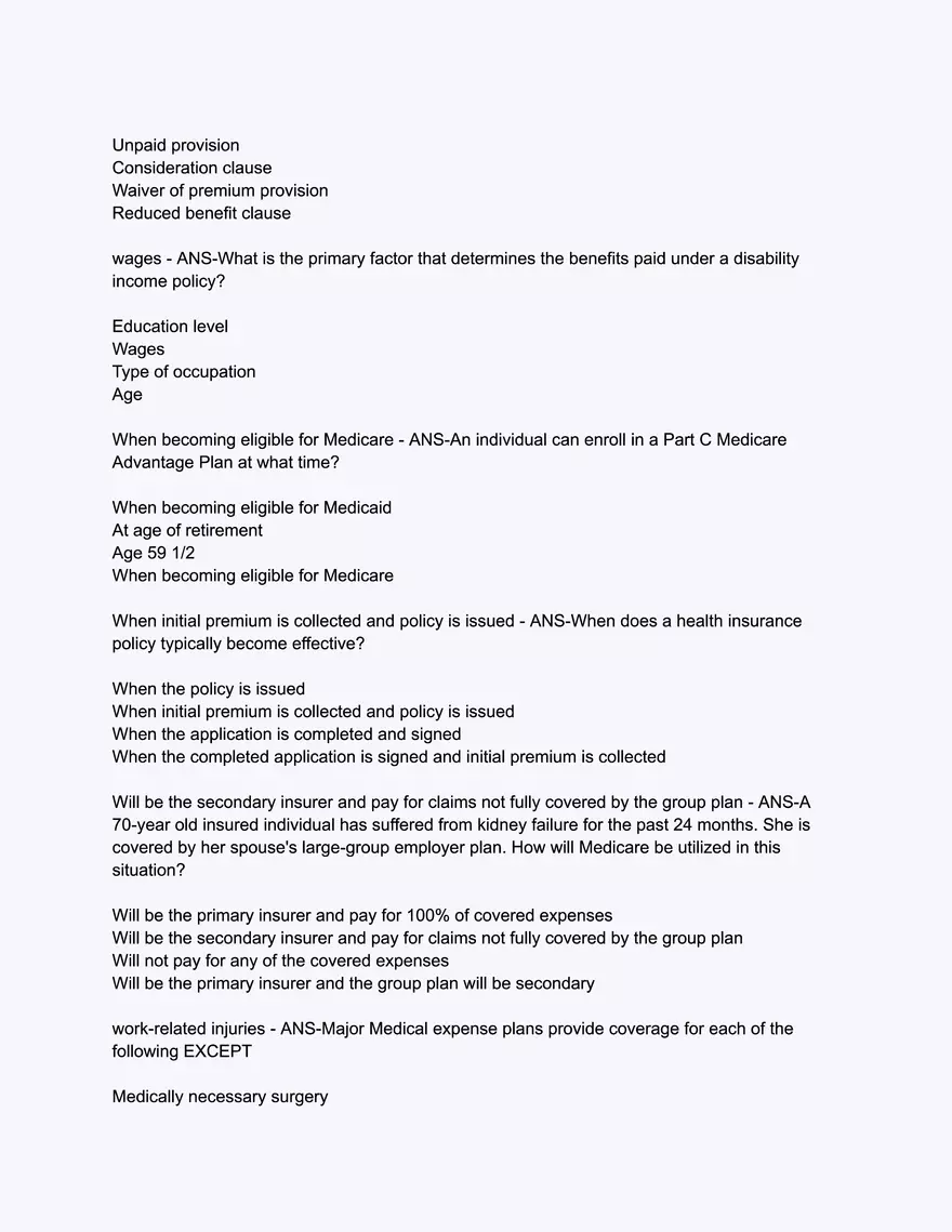 Arkansas Health and Accident Practice Exam - Page 6