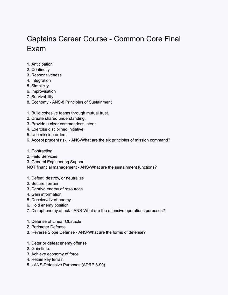 Captains Career Course - Common Core Final Exam - Page 1