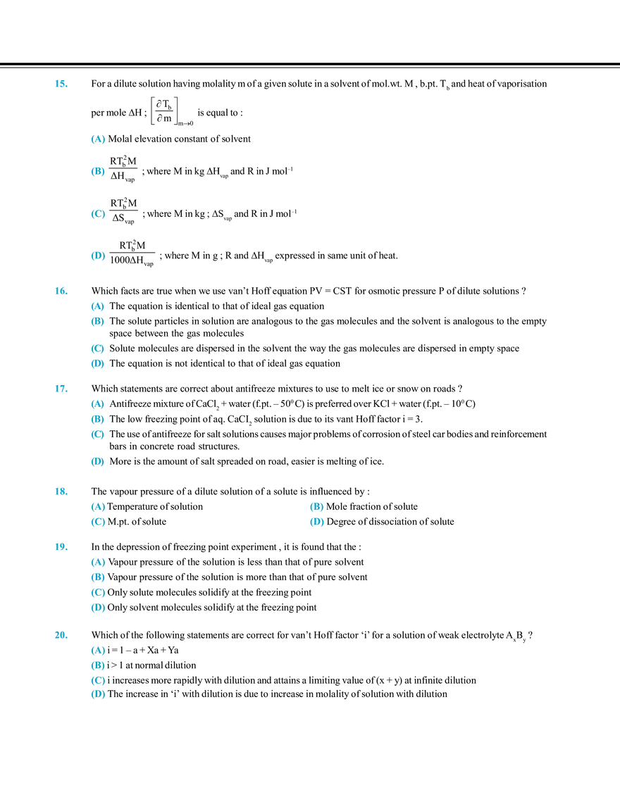 Solution and Colligative Properties Exercise # 2 - Page 3
