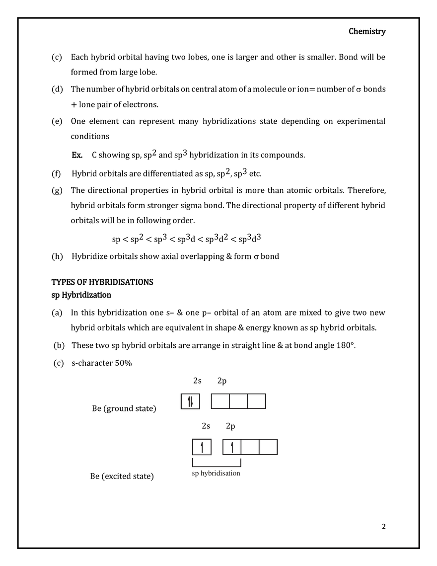 Chemical Bonding and Molecular Structure Hybridisation - Page 2
