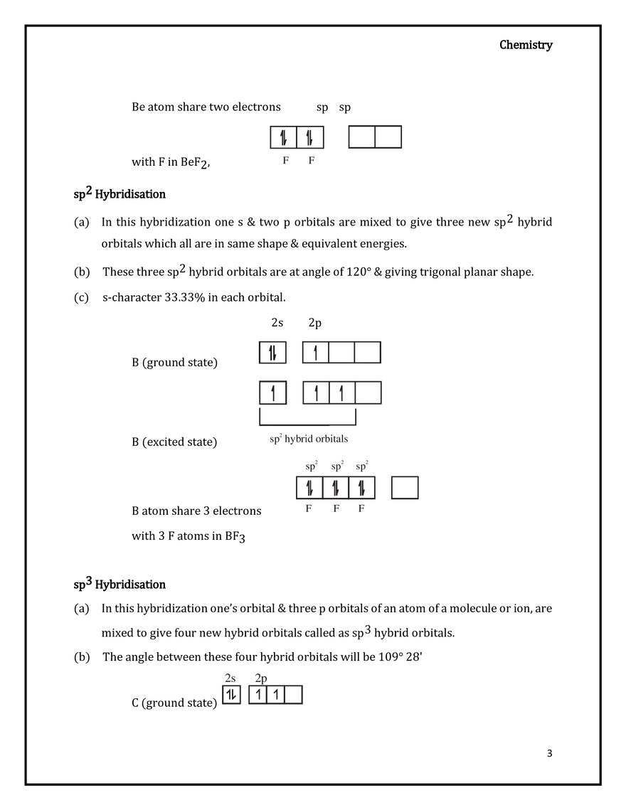 Chemical Bonding and Molecular Structure Hybridisation - Page 3