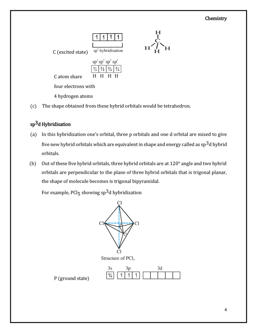 Chemical Bonding and Molecular Structure Hybridisation - Page 4