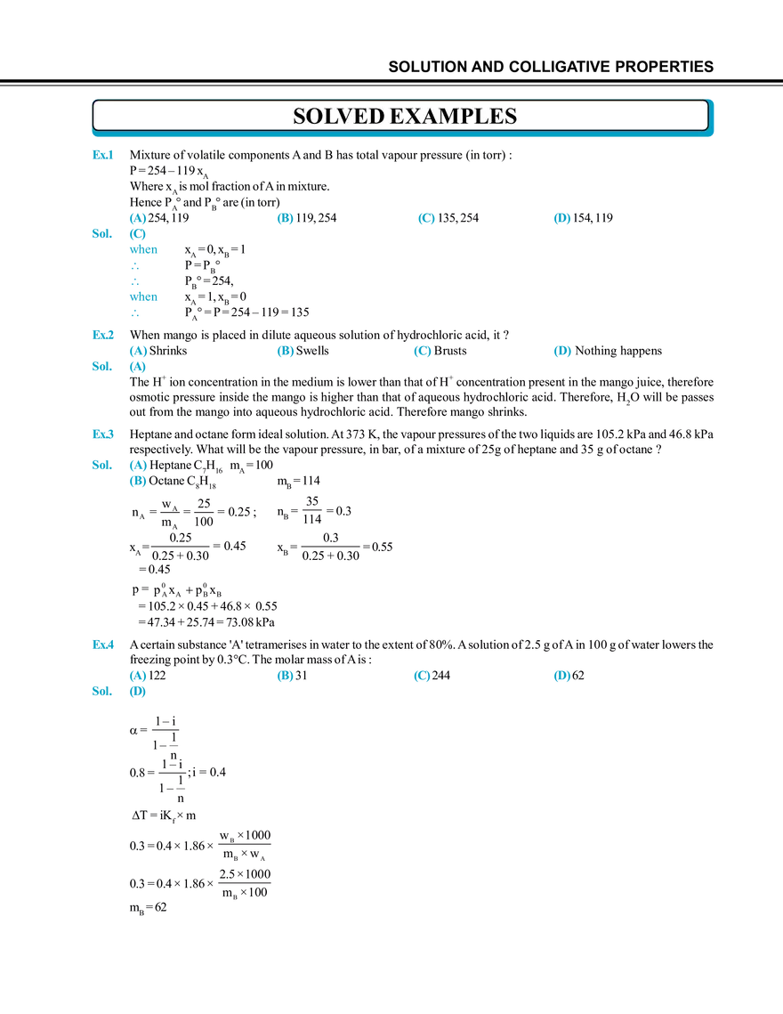 Solution and Colligative Properties Solved Examples - Page 1