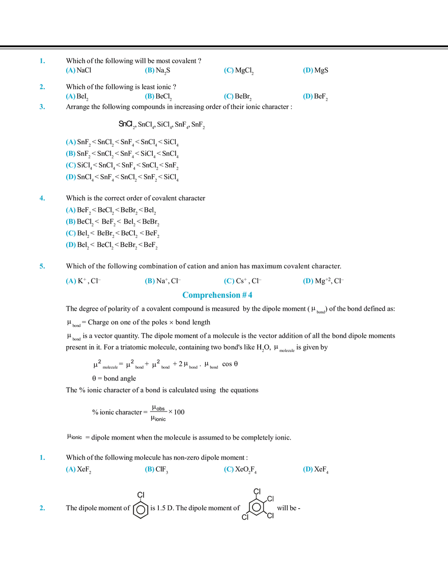 Chemical Bonding Exercise # 3 - Page 5