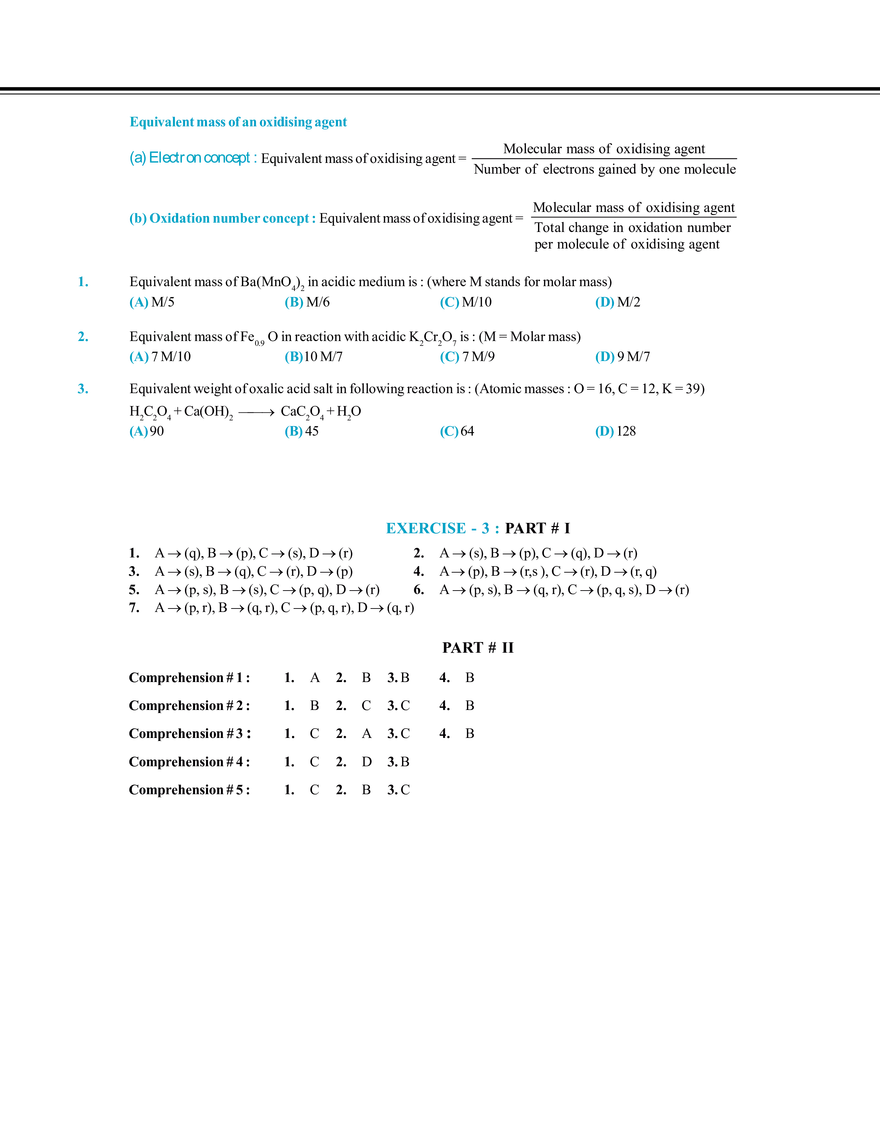 Redox Reaction and Equivalent Concept Exercise # 3 - Page 5