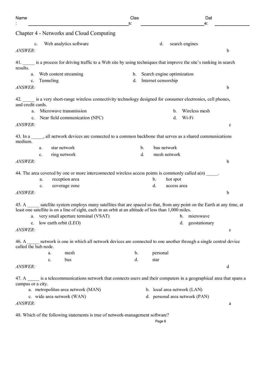 Chapter 4 - Networks and Cloud Computing Multiple Choice - Page 3