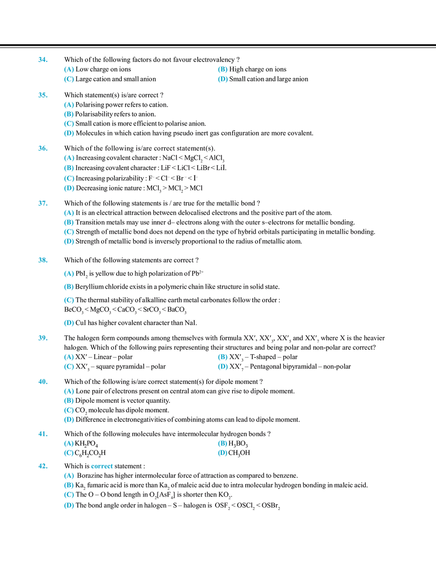 Chemical Bonding Exercise # 2 - Page 11