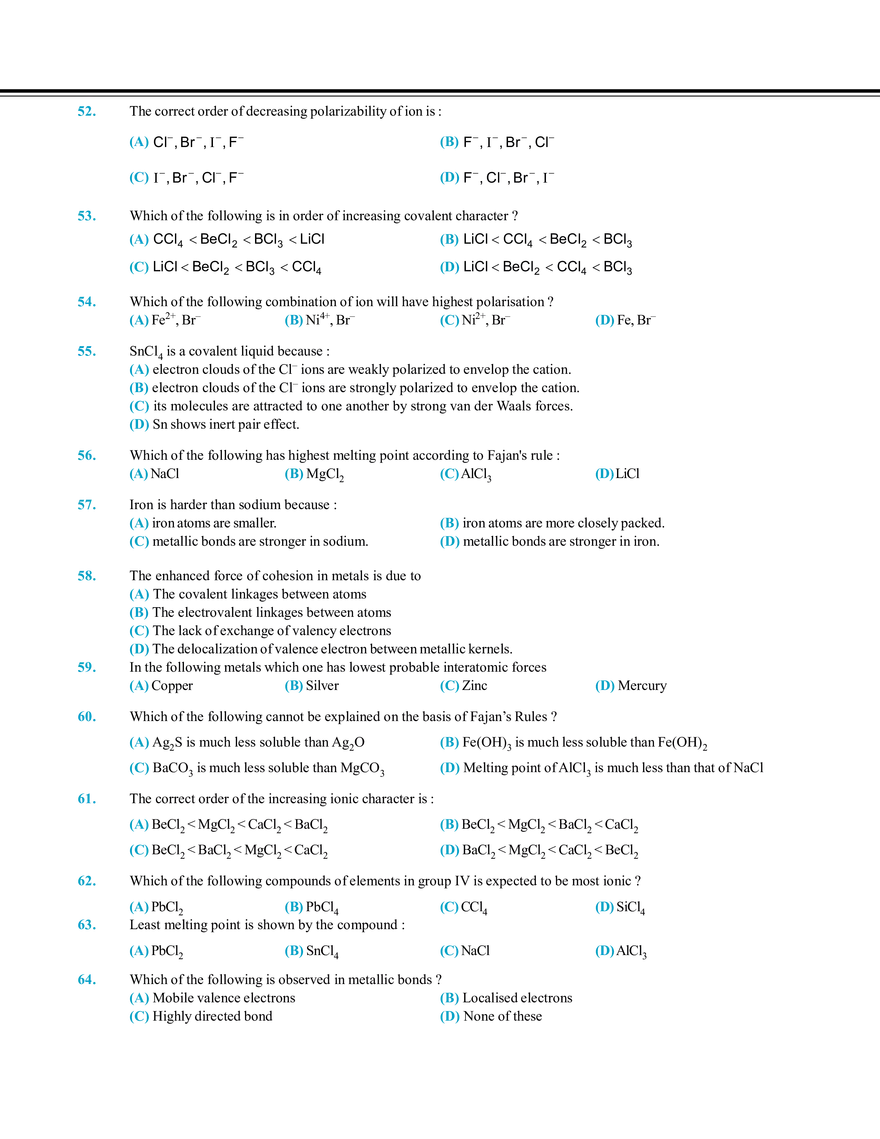 Chemical Bonding Exercise # 2 - Page 13