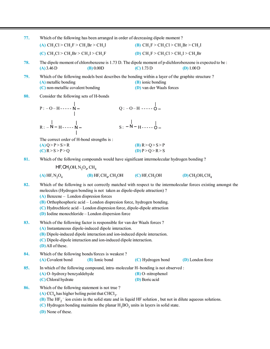 Chemical Bonding Exercise # 2 - Page 15