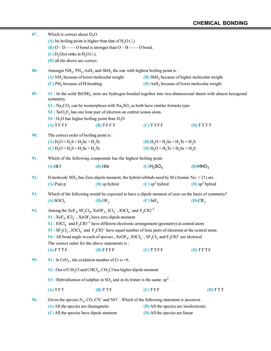 Chemical Bonding Exercise # 2 - Page 16