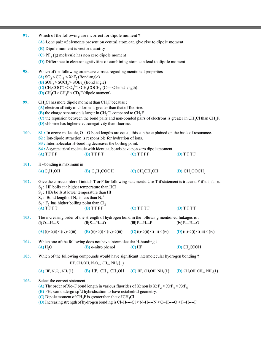 Chemical Bonding Exercise # 2 - Page 17