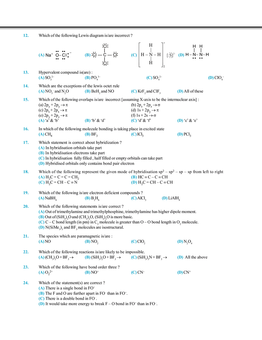 Chemical Bonding Exercise # 2 - Page 2