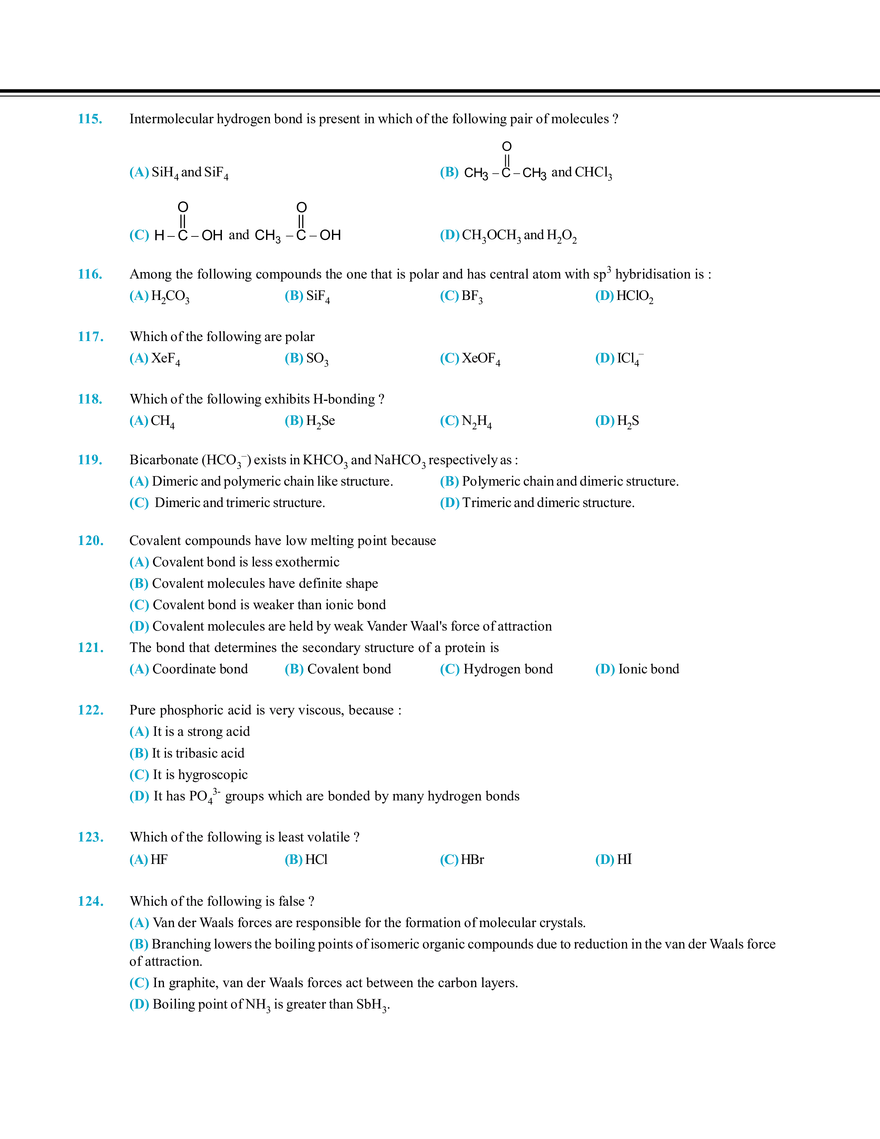 Chemical Bonding Exercise # 2 - Page 4