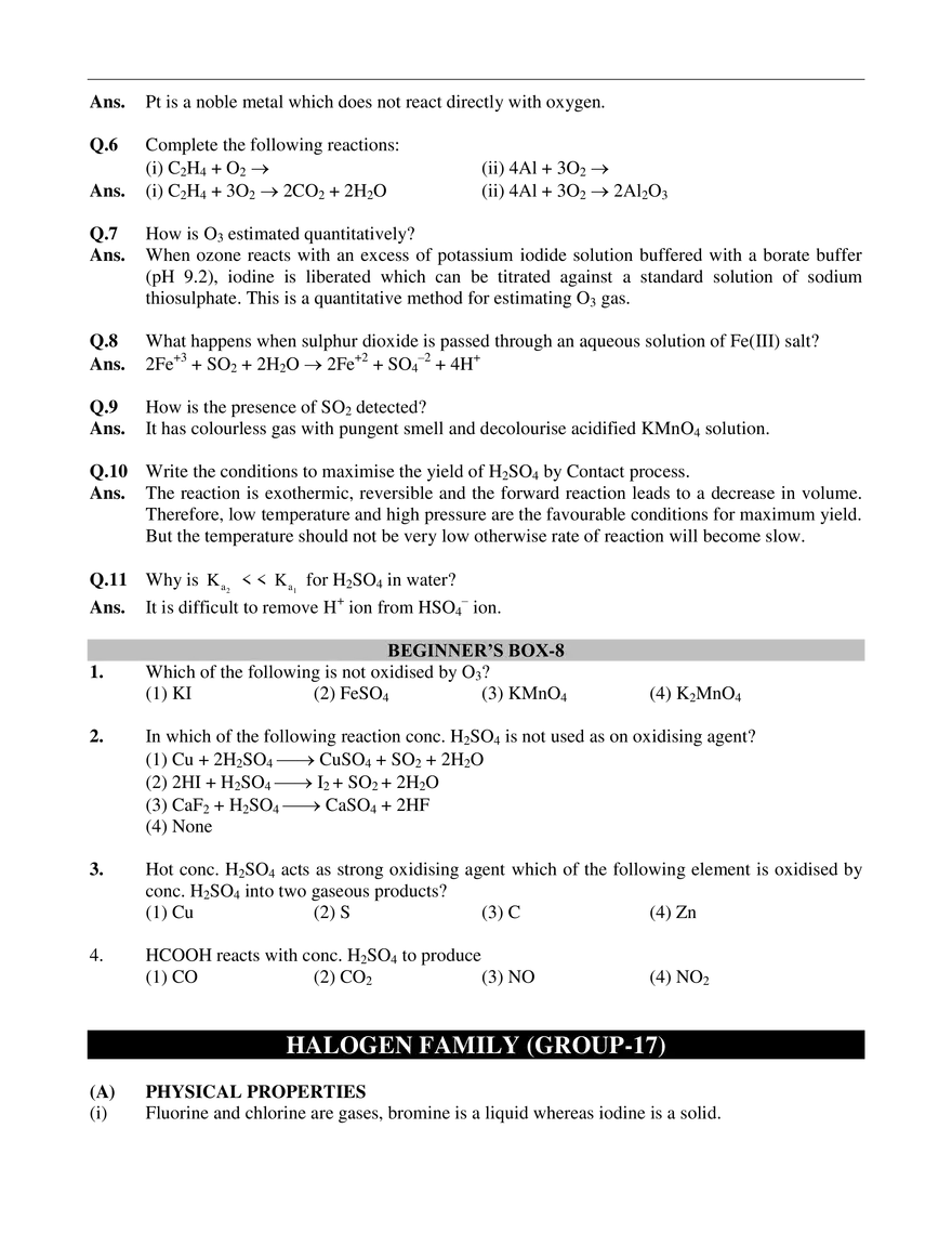 p-Block Elements Exercises - Page 43
