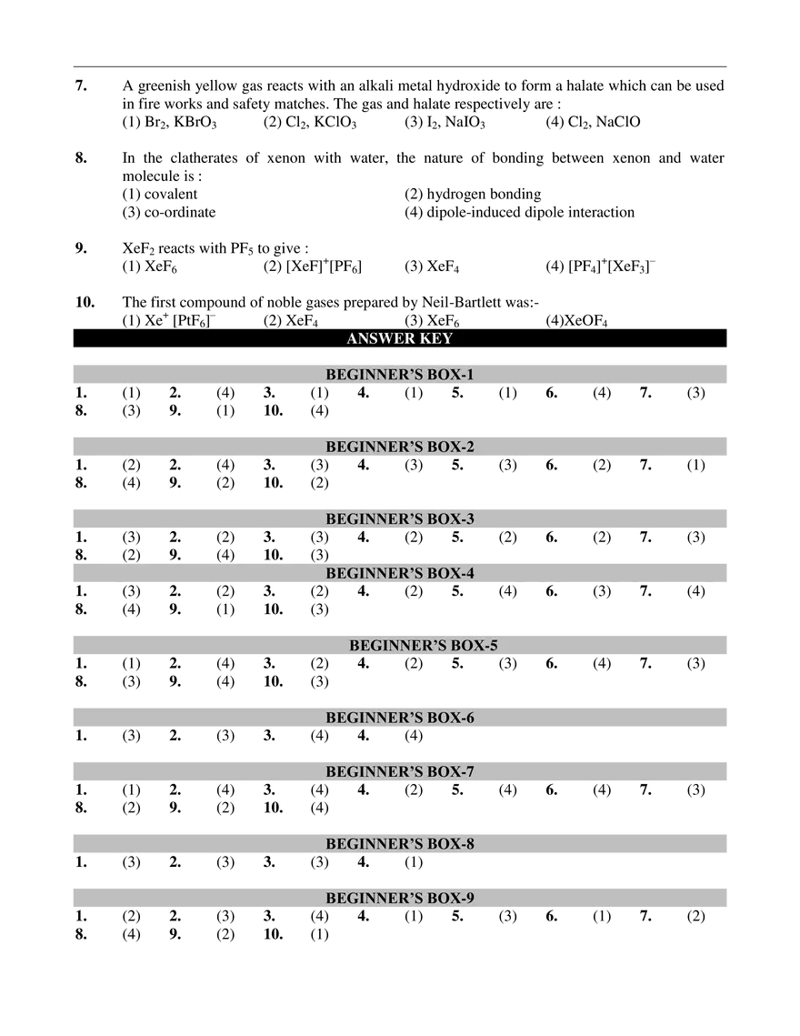 p-Block Elements Exercises - Page 52