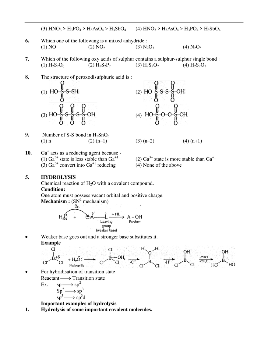 p-Block Elements Exercises - Page 3