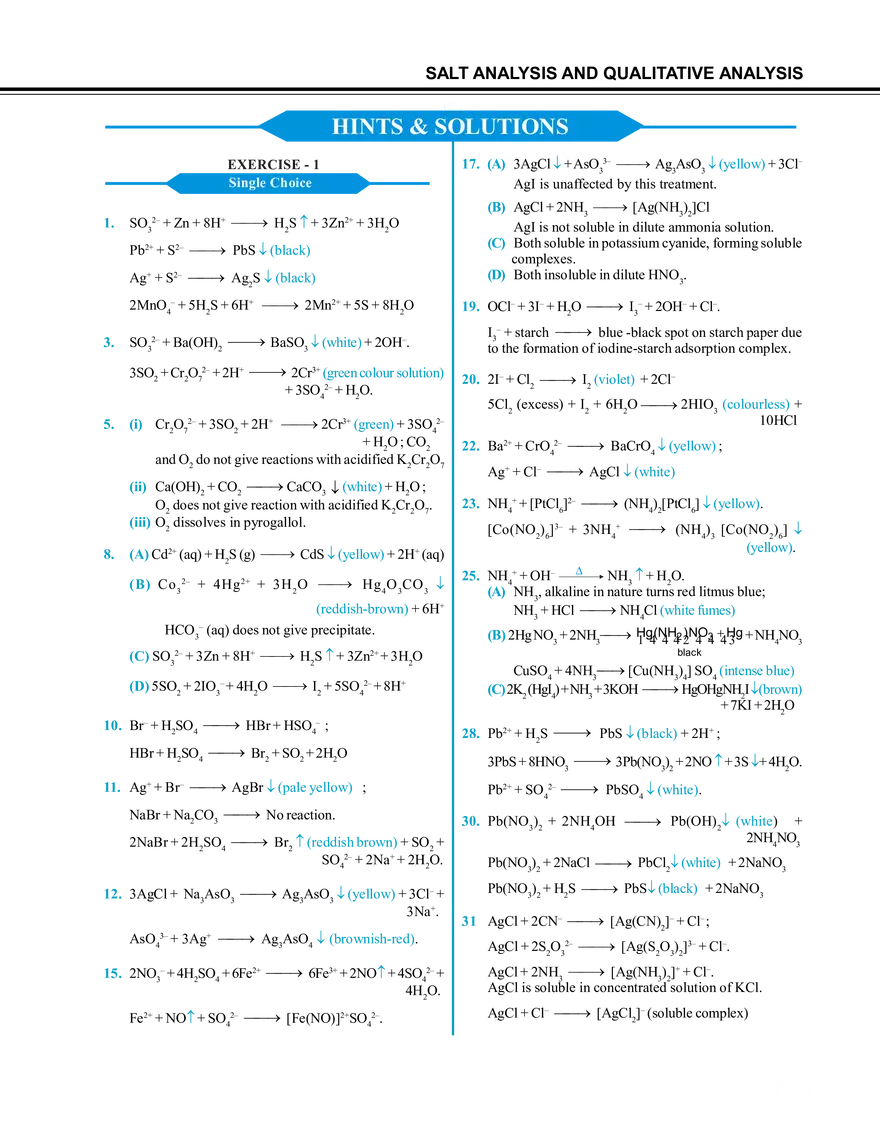 Salt Analysis and Qualitative Analysis - Page 1