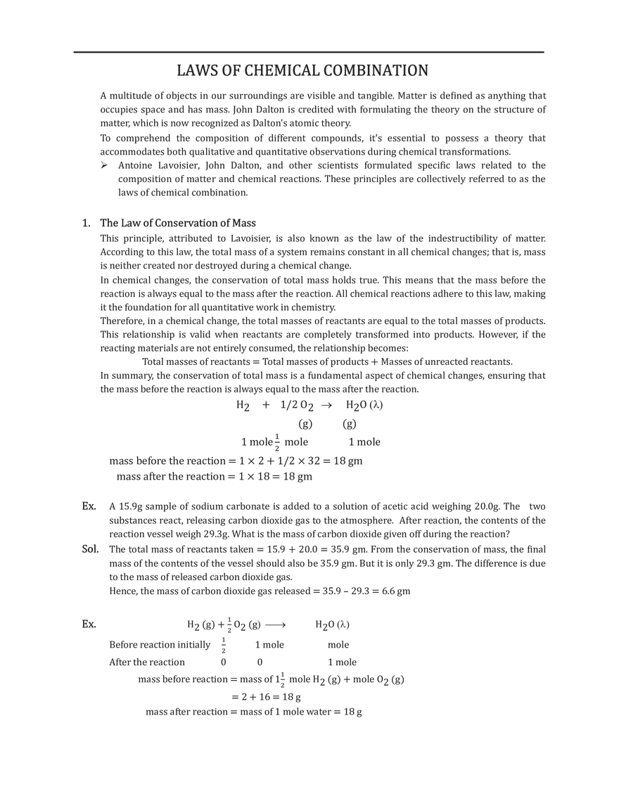 Laws of Chemical Combination - Page 1