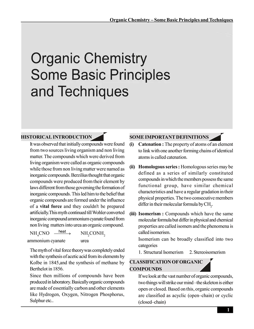Organic Chemistry – Some Basic Principles and Techniques - Page 1