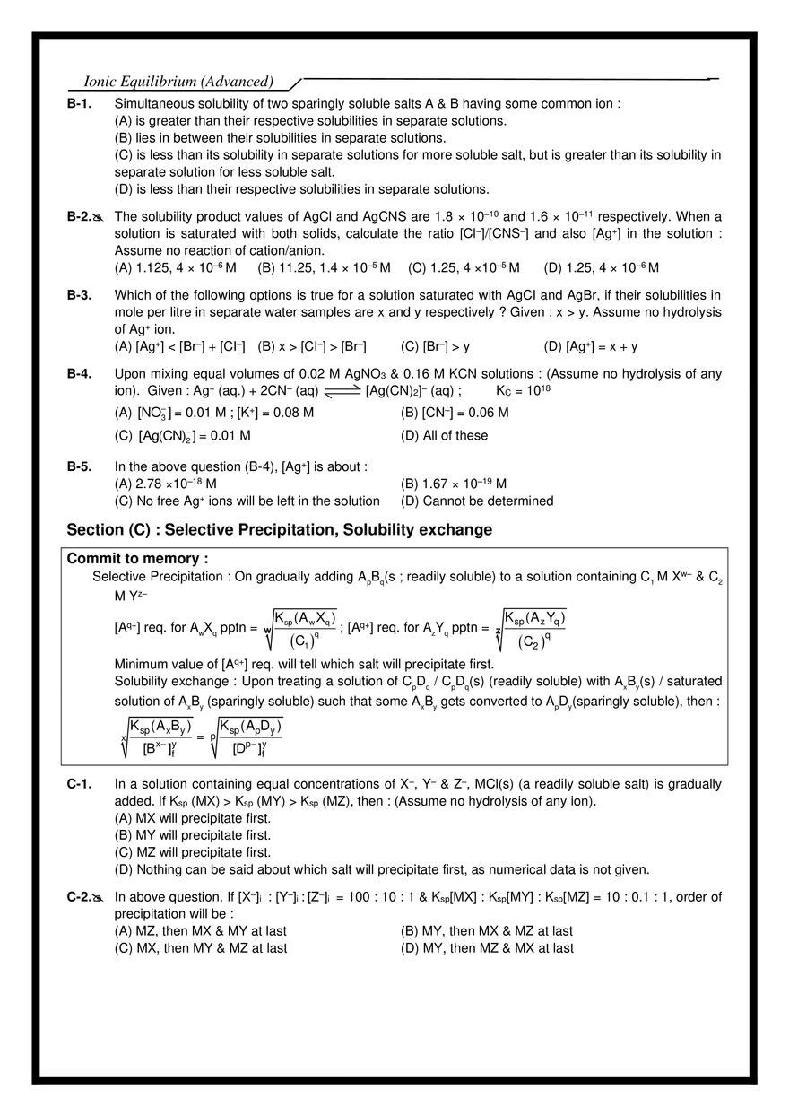 Ionic Equilibrium-III Exercises - Page 3