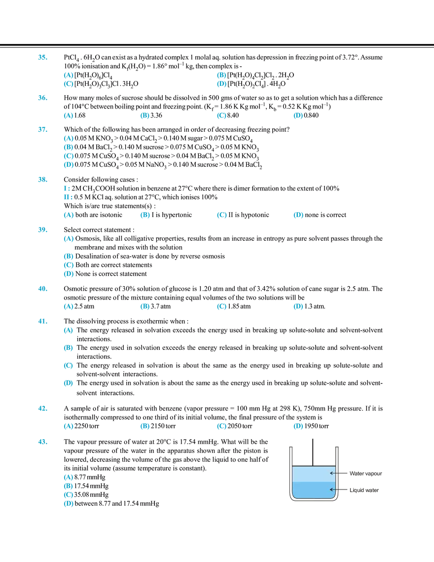 Solution and Colligative Properties Exercise # 1 - Page 7