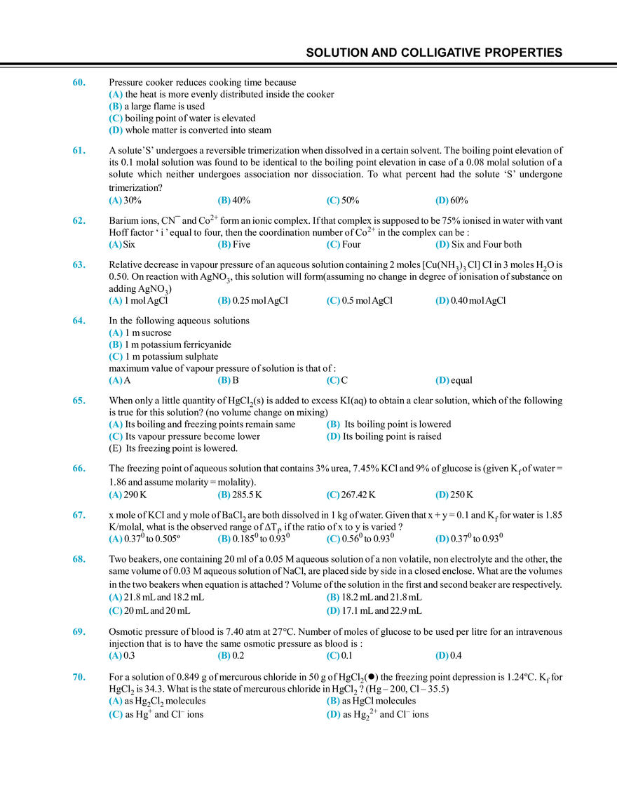Solution and Colligative Properties Exercise # 1 - Page 10