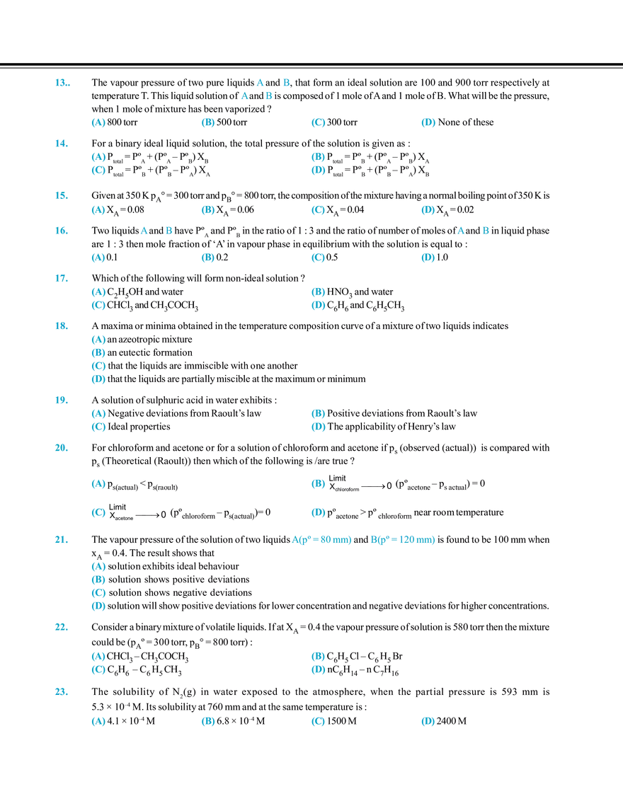 Solution and Colligative Properties Exercise # 1 - Page 2