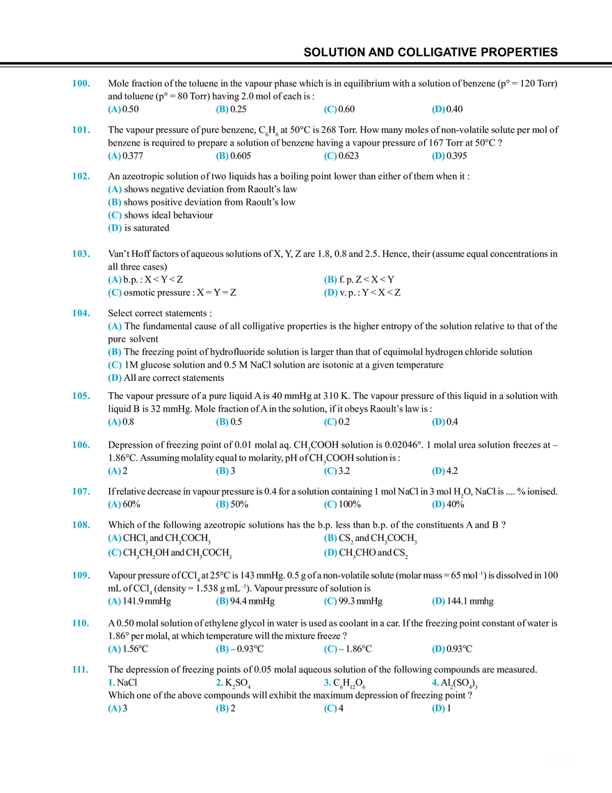 Solution and Colligative Properties Exercise # 1 - Page 3