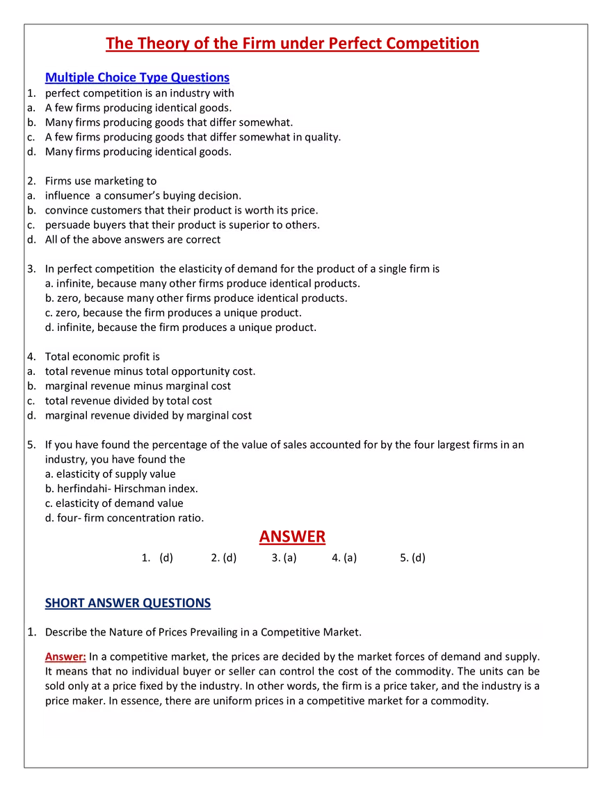The Theory of the Firm under Perfect Competition - Page 1