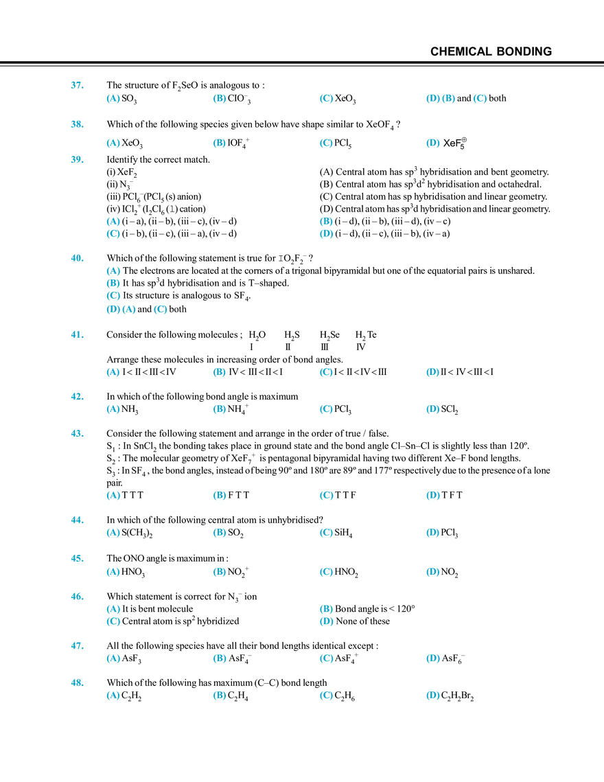 Chemical Bonding Exercise # 1 - Page 9