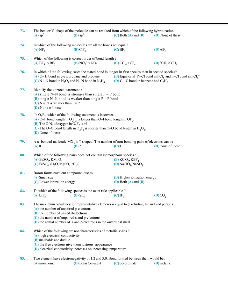 Chemical Bonding Exercise # 1 - Page 12