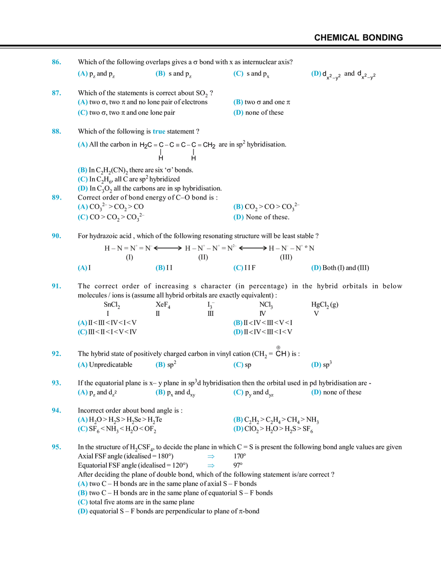Chemical Bonding Exercise # 1 - Page 13