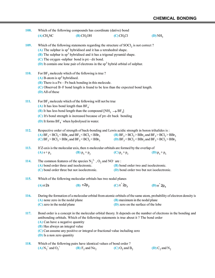 Chemical Bonding Exercise # 1 - Page 15