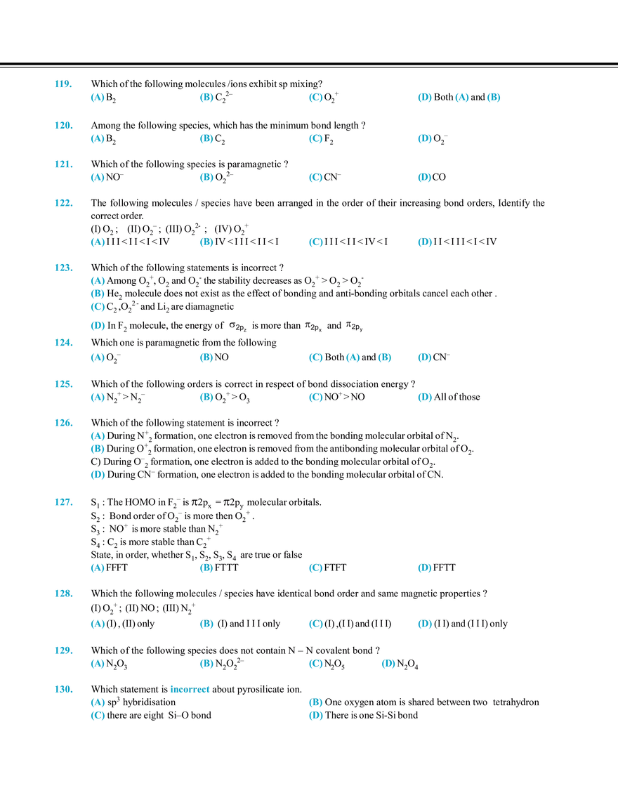 Chemical Bonding Exercise # 1 - Page 3